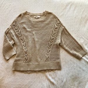 Beautiful Loft Beige Drop Shoulder Open Knit Sweater